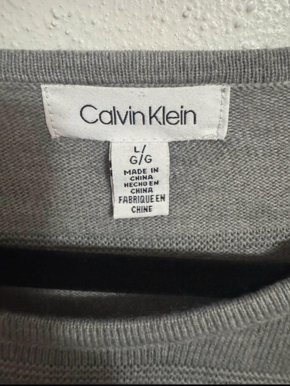 Calvin Klein Women's Size L Gray 2-in-1 Layered-Look Sweater & Shirt Hem - Picture 7 of 15